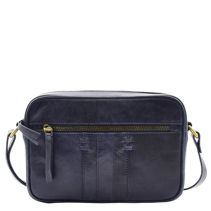 Womens Real Leather Small Cross Body Bag HOL361 Navy