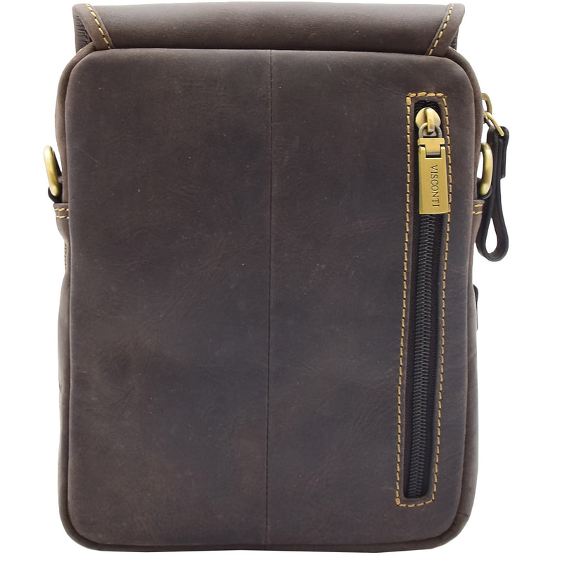 Mens Trendy Smart Crossbody Bag Genuine Leather Messenger Lucas Brown 2