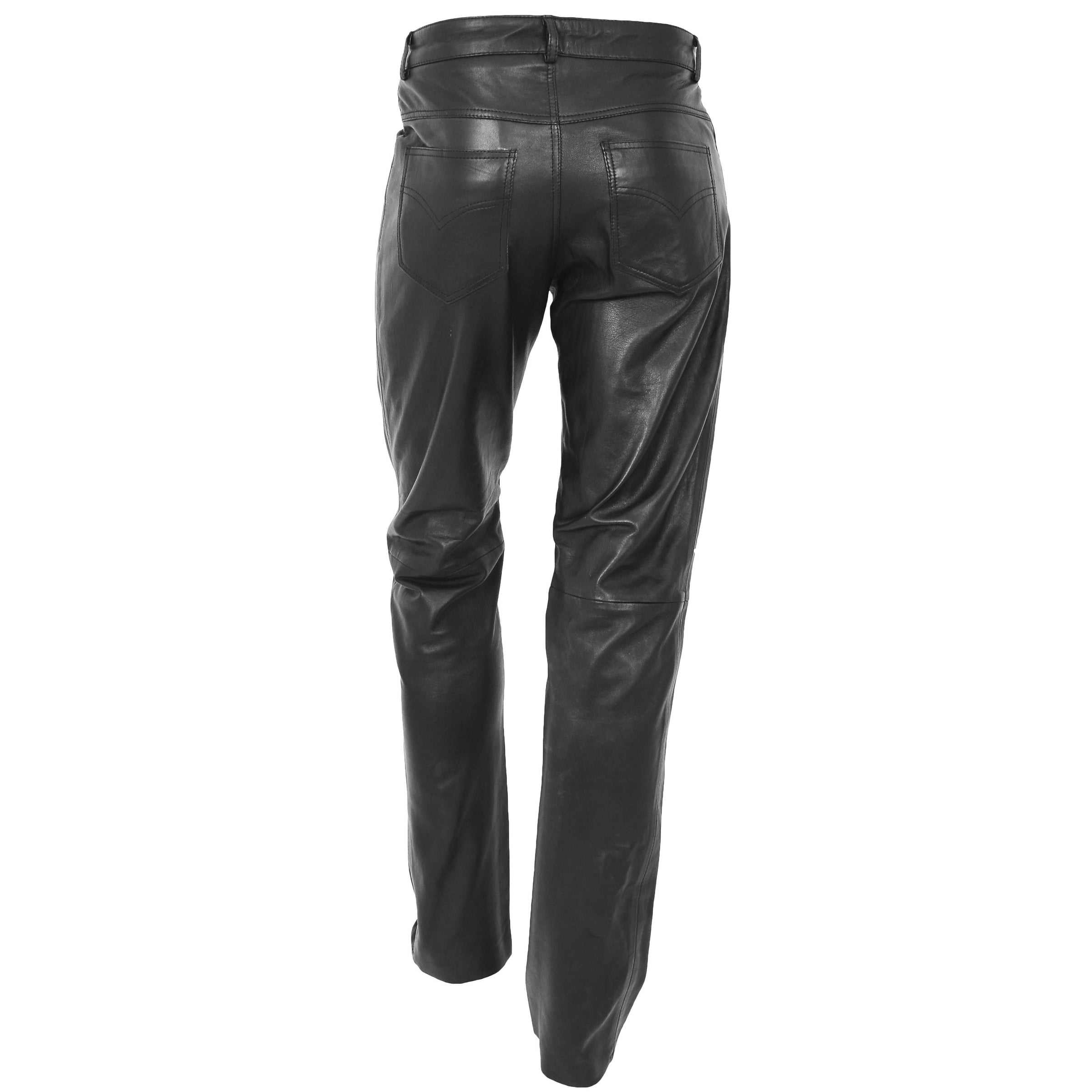 Sleek Sophistication: Men's Fashion Slim Fit Genuine Black Leather Pant |  Free Shipping Included