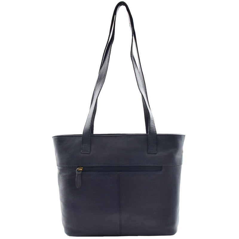 Womens Leather Classic Shopper Shoulder Bag Amelia Navy 1