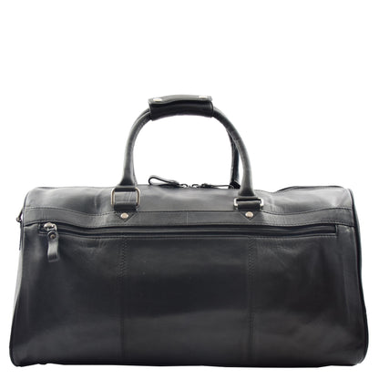 Real Leather Holdall Overnight Barrel Bag Springfield Black 1