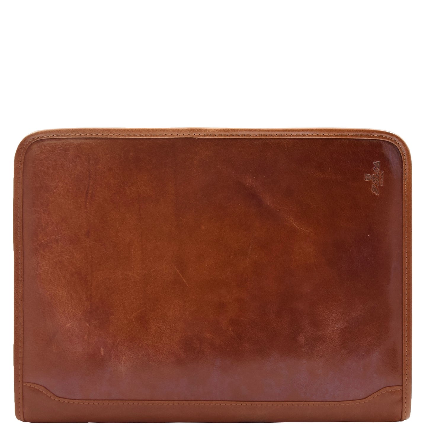 Real Leather Portfolio Ring Binder Case Muker Cognac