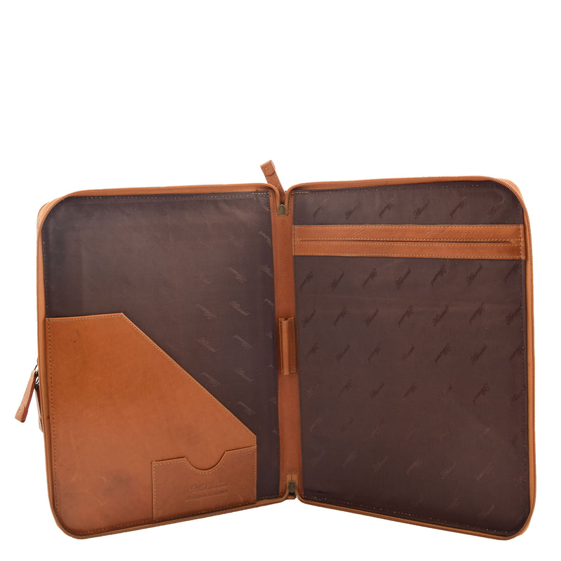 Real Leather Portfolio Case A4 Document Holder Cookbury Tan 2