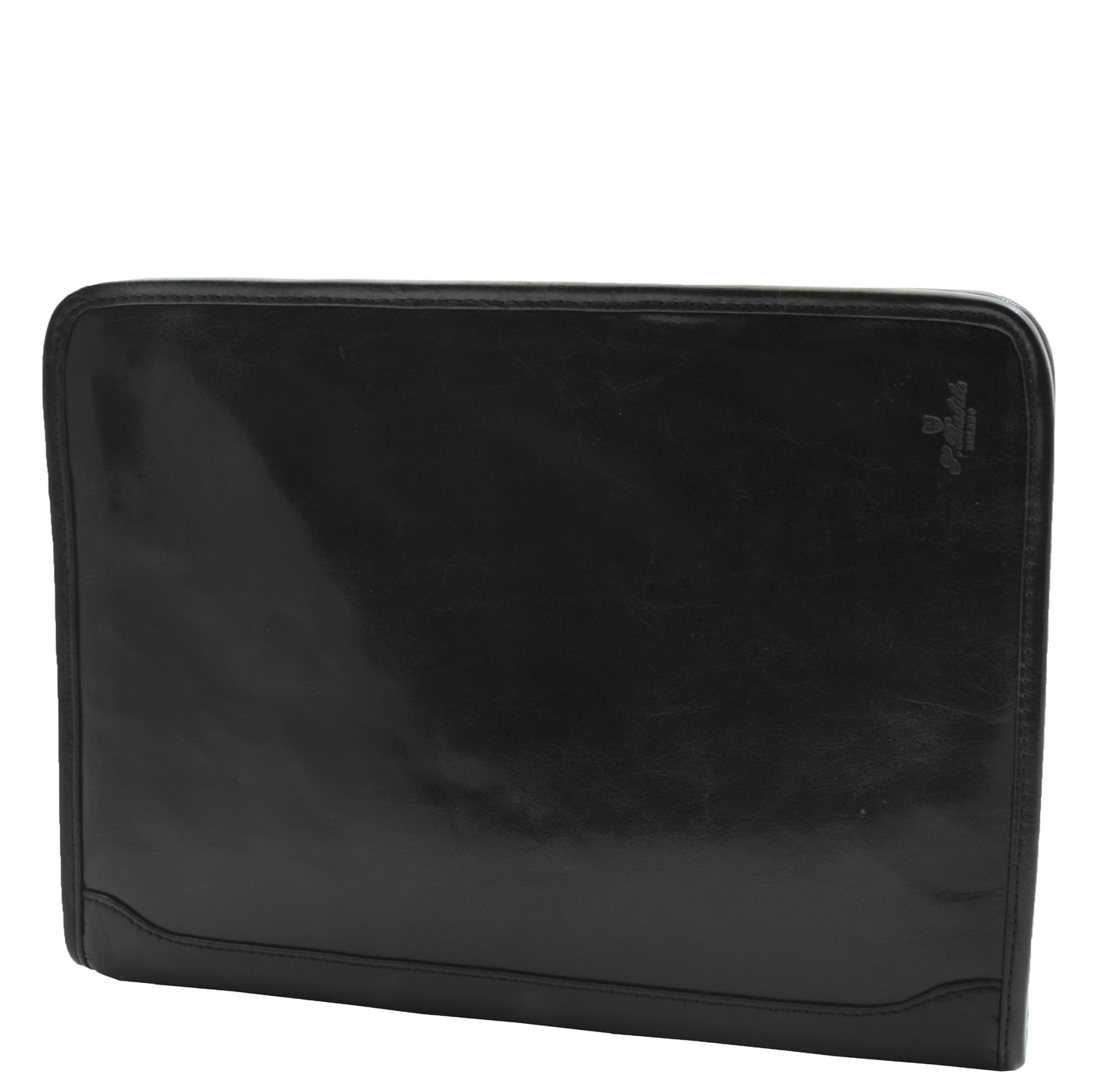 Real Leather Portfolio Ring Binder Case Muker Black 1