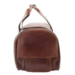 Real Leather Wheeled Holdall Duffle Bag Combrew Brown Side