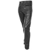 Mens Leather Trousers Straight Leg Classic Casual Jeans Black 3