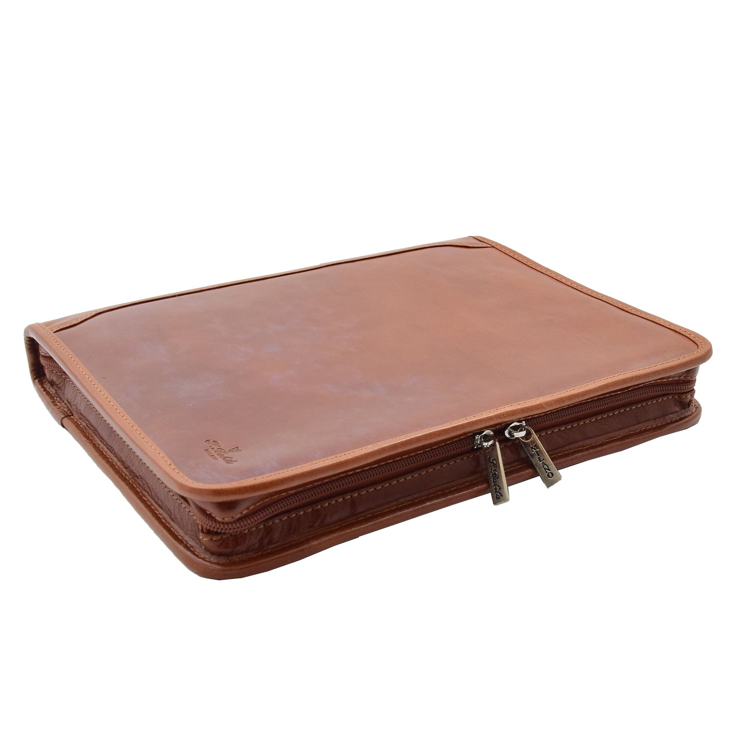 Real Leather Portfolio Ring Binder Case Muker Cognac 3