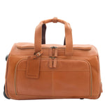 Real Leather Wheeled Holdall Duffle Bag Combrew Tan Front