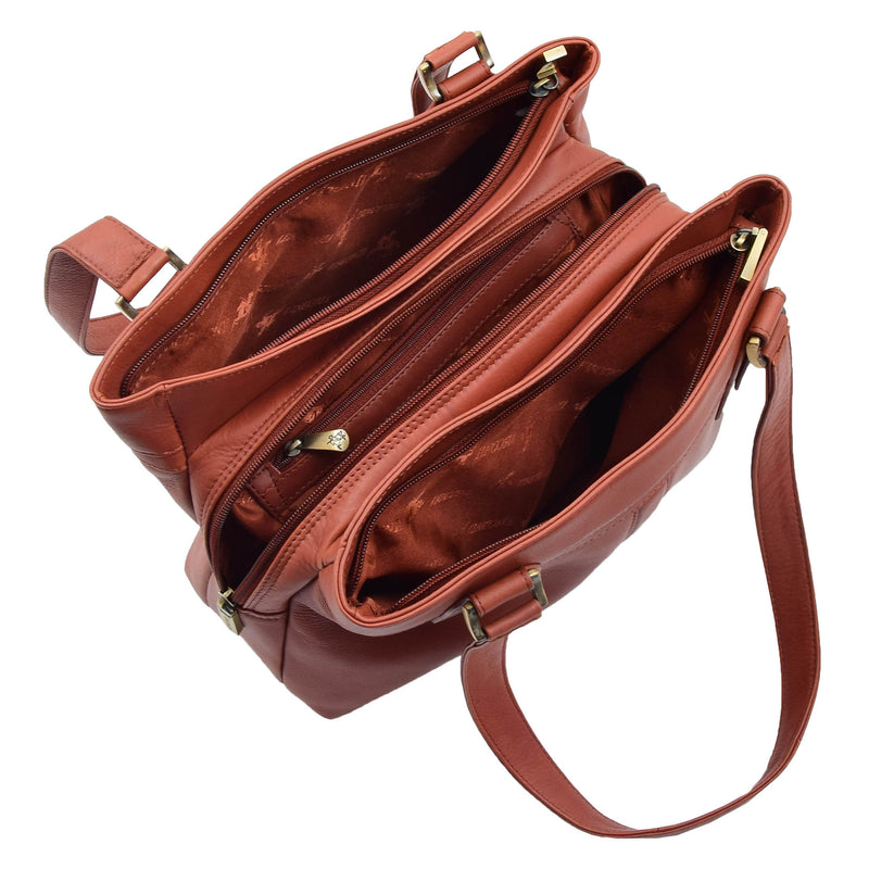 Womens Leather Mid Size Shopper Handbag Bellevue Brown 3