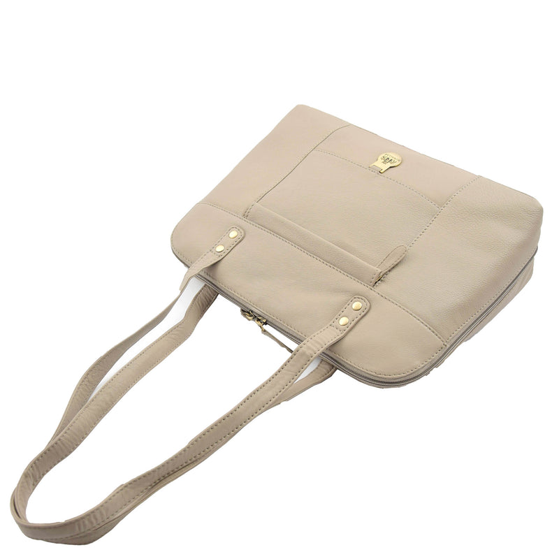 Womens Real Leather Zip Around Shoulder Bag Emilia Taupe 5