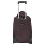 Real Leather Cabin Suitcase Wheeled Trolley Newton Brown Back
