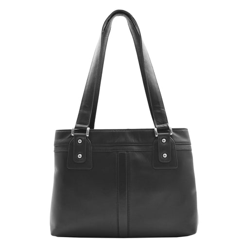 Womens Leather Mid Size Shopper Handbag Bellevue Black