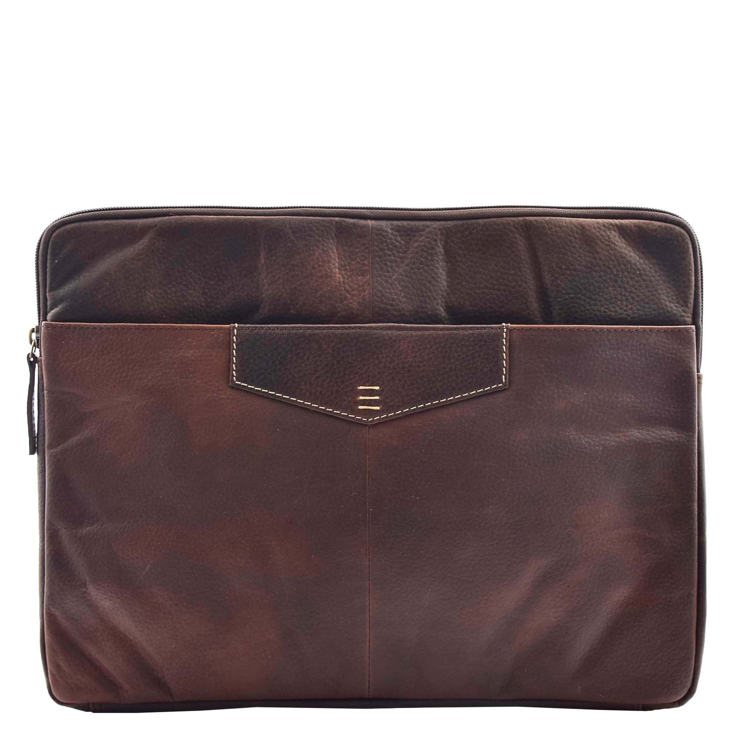 Real Leather Portfolio Case A4 Documents Clutch Washington Brown