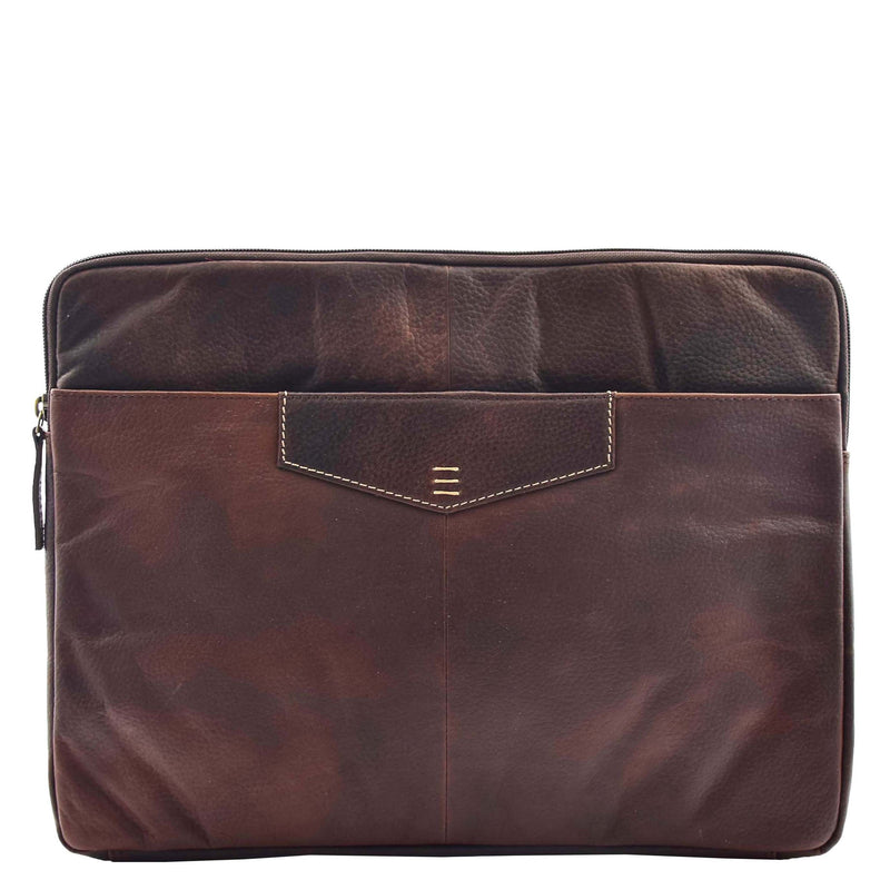 Real Leather Portfolio Case A4 Documents Clutch Washington Brown