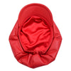 Womens Real Leather Peaked Beret Cap Ballon Red 4