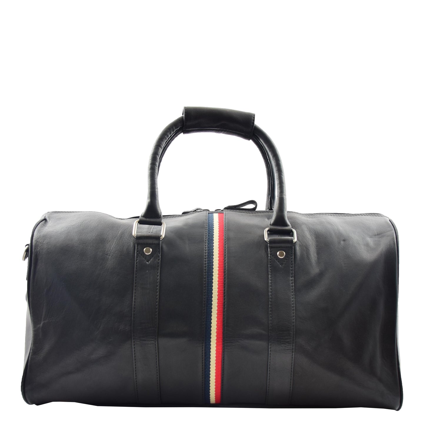 Real Leather Holdall Overnight Barrel Bag Springfield Black 2