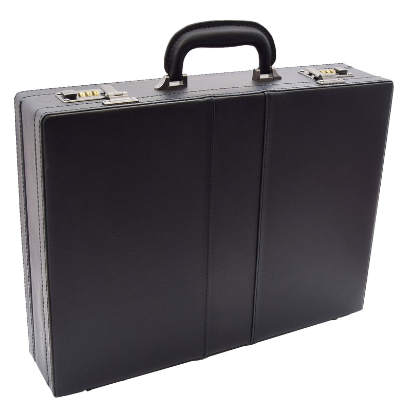 Faux Leather Briefcase Classic Attaché Business Case Calver Black  2