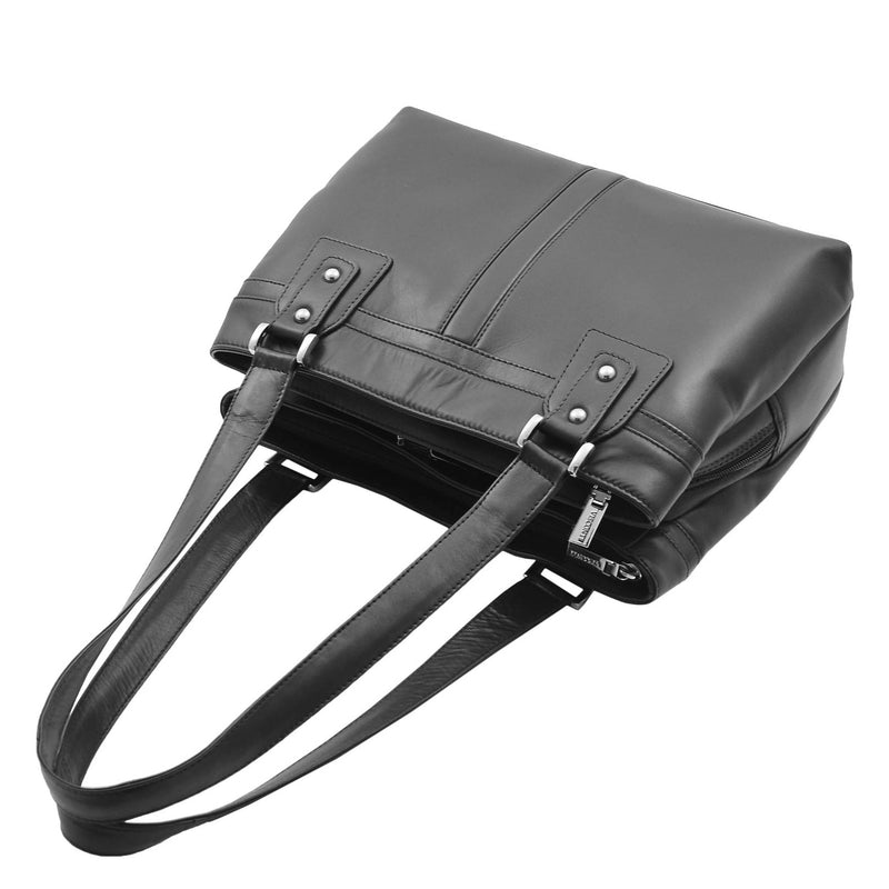 Womens Leather Mid Size Shopper Handbag Bellevue Black 5