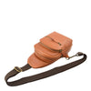 Real Leather Cross Body Chest Bag Kovrov Tan Top View
