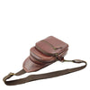 Real Leather Cross Body Chest Bag Kovrov Brown Top View