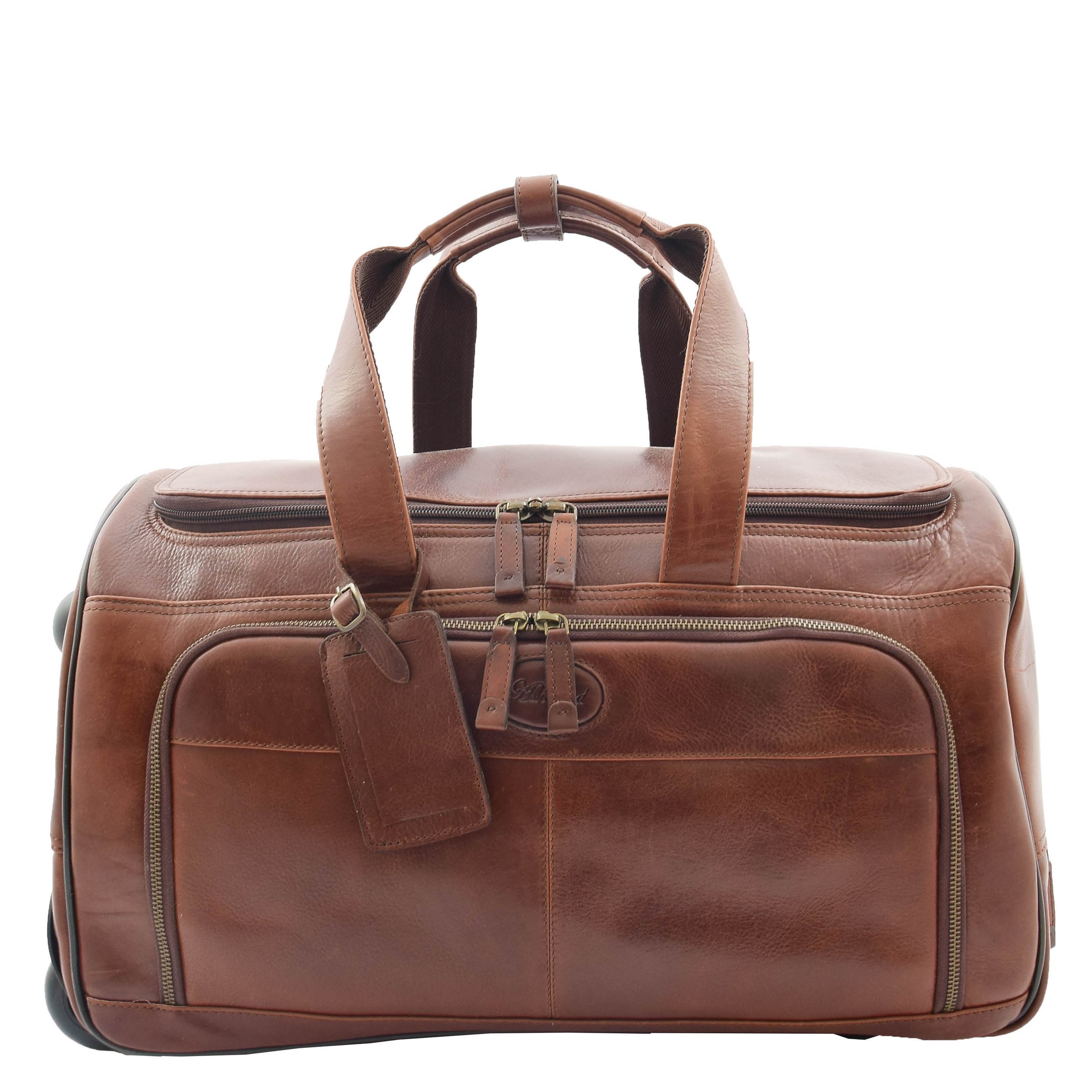Real Leather Wheeled Holdall Duffle Bag Brown | House of Leather