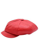 Womens Real Leather Peaked Beret Cap Ballon Red 2