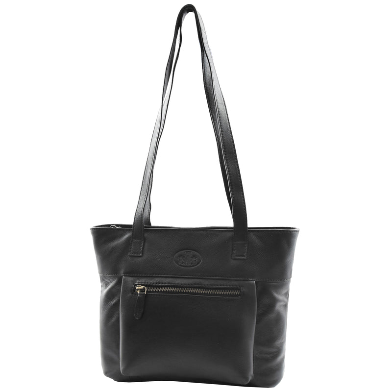 Womens Leather Classic Shopper Shoulder Bag Amelia Black 6