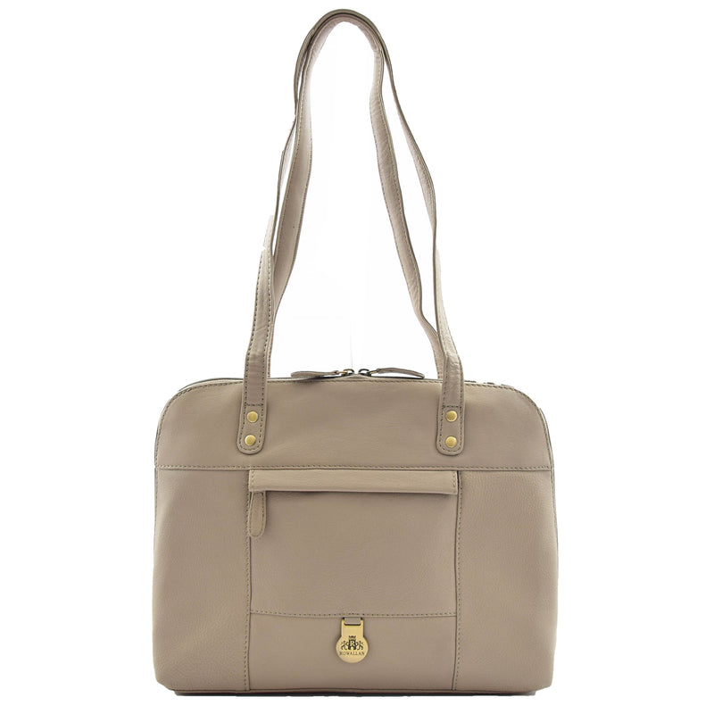 Womens Real Leather Zip Around Shoulder Bag Emilia Taupe