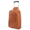 Real Leather Cabin Suitcase Wheeled Trolley Newton Tan Front