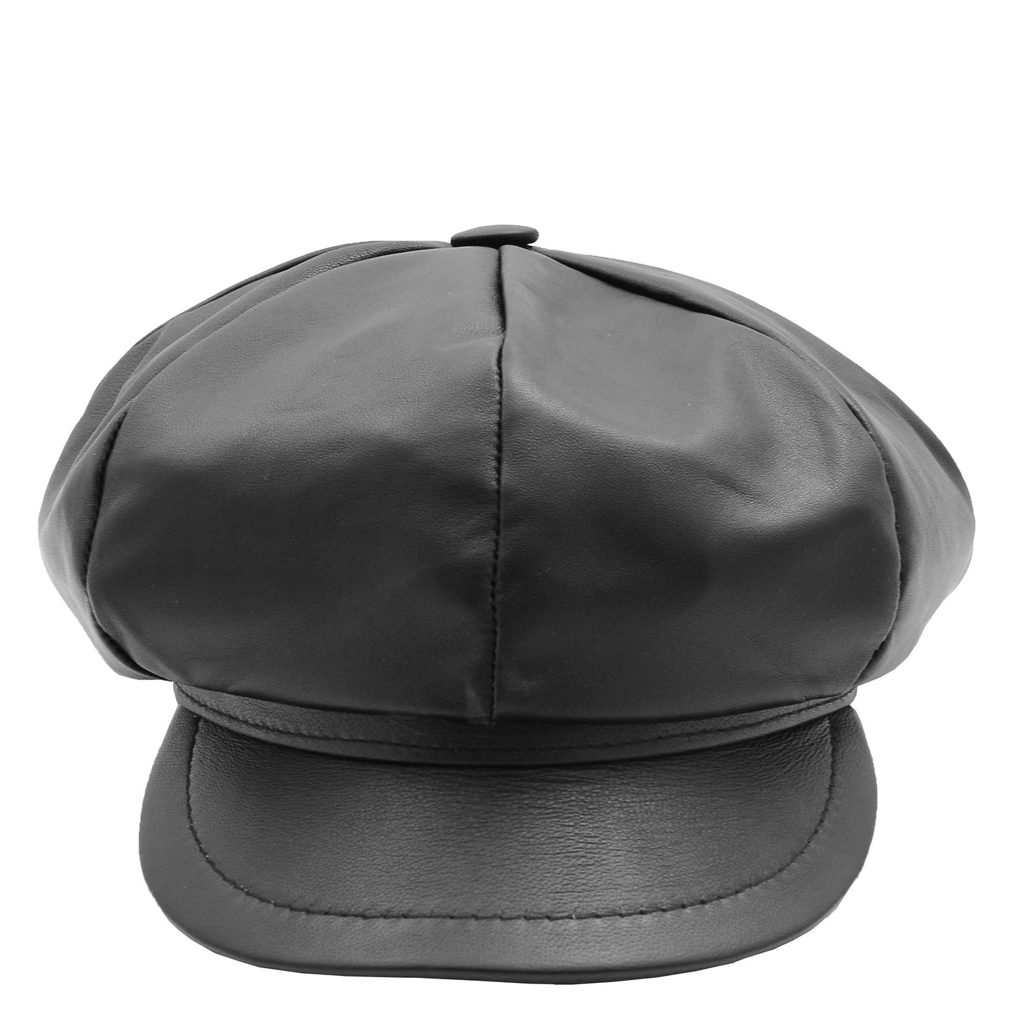 Womens Real Leather Peaked Beret Cap Ballon Black 6