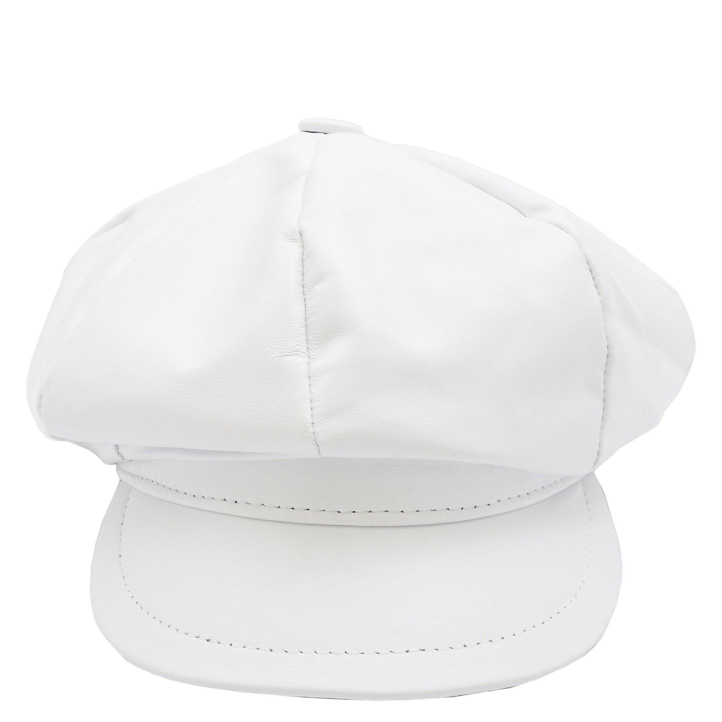 Womens Real Leather Peaked Beret Cap Ballon White 6