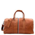 Real Leather Holdall Overnight Barrel Bag Springfield Cognac