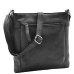 Womens Soft Leather Cross Body Slim Bag HOL843 Black