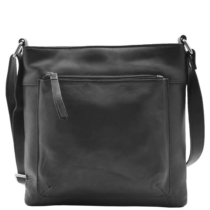Womens Soft Leather Cross Body Slim Bag HOL843 Black 2
