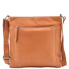 Womens Soft Leather Cross Body Slim Bag HOL843 Cognac