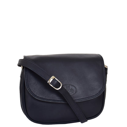 Womens Leather Cross Body Flap over Bag Athena Navy