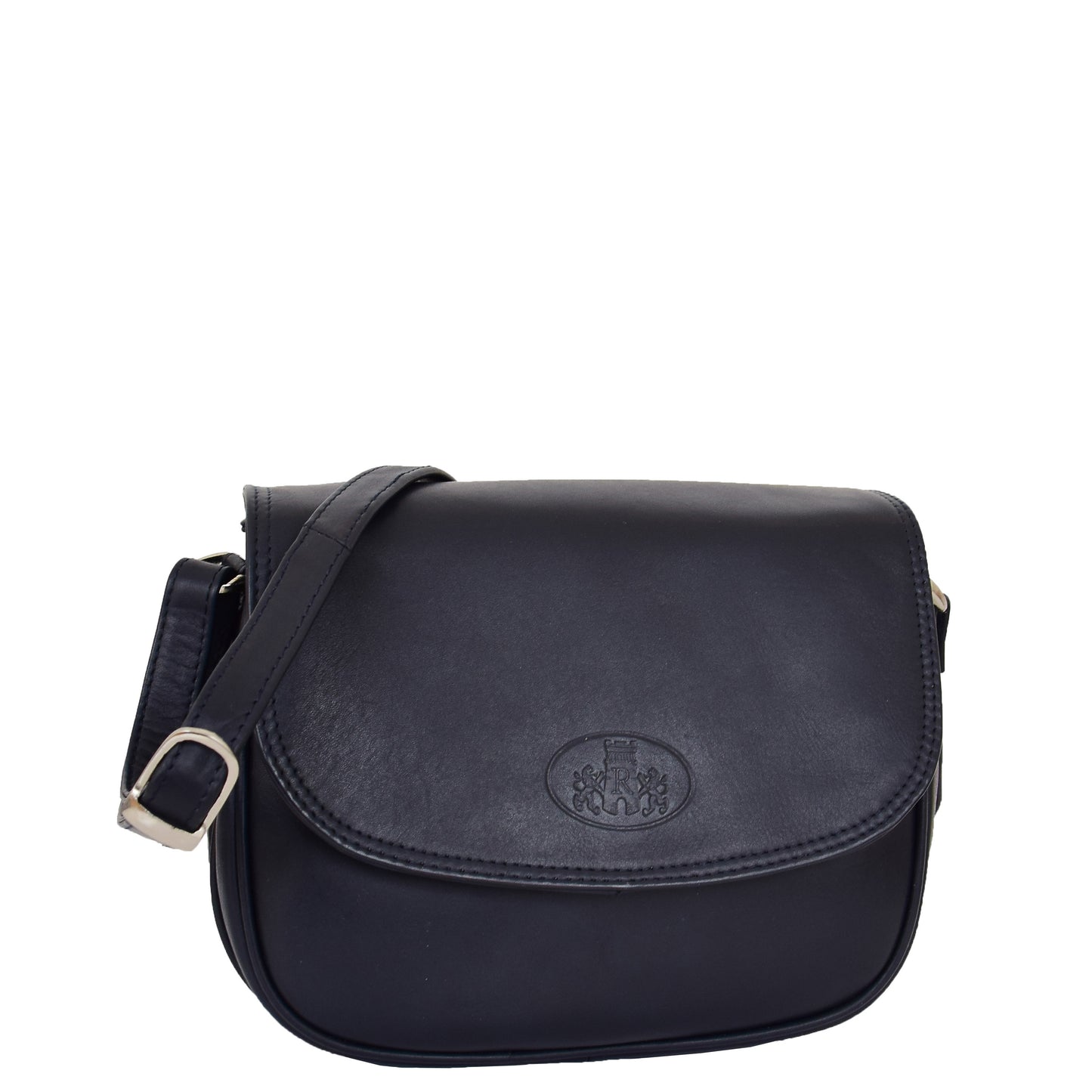 Womens Leather Cross Body Flap over Bag Athena Navy