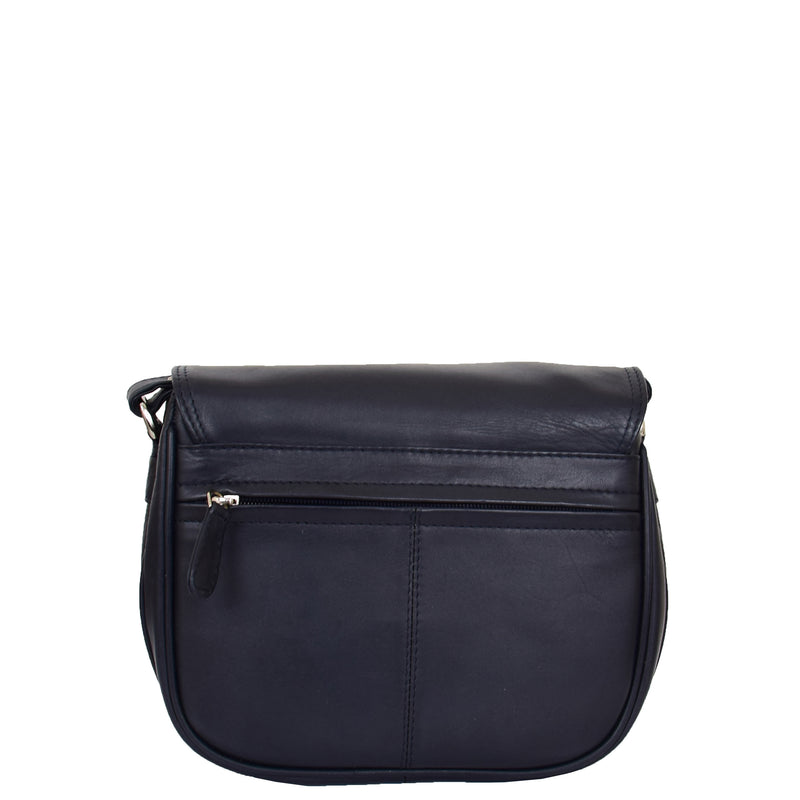 Womens Leather Cross Body Flap over Bag Athena Navy