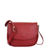 Womens Leather Cross Body Flap over Bag Athena Red 2