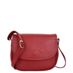 Womens Leather Cross Body Flap over Bag Athena Red 2