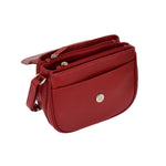 Womens Leather Cross Body Flap over Bag Athena Red 5