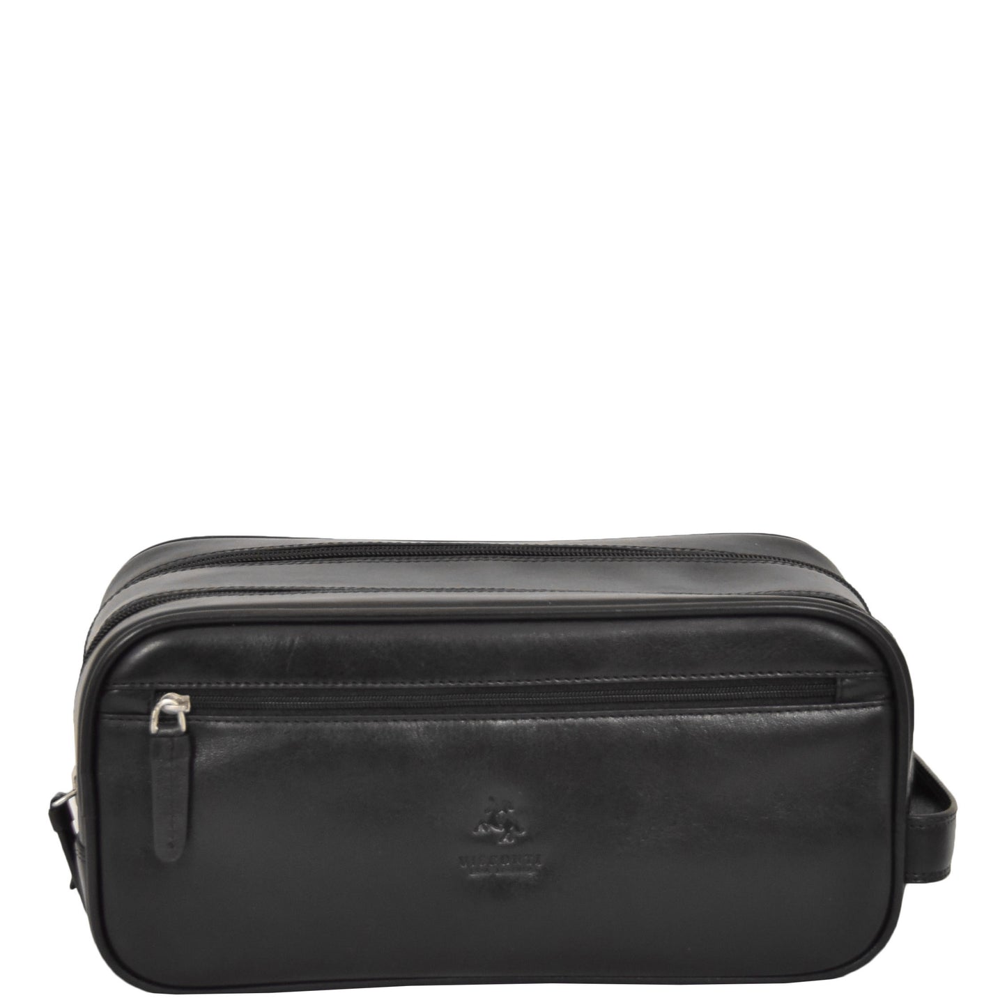 black leather toiletry kit