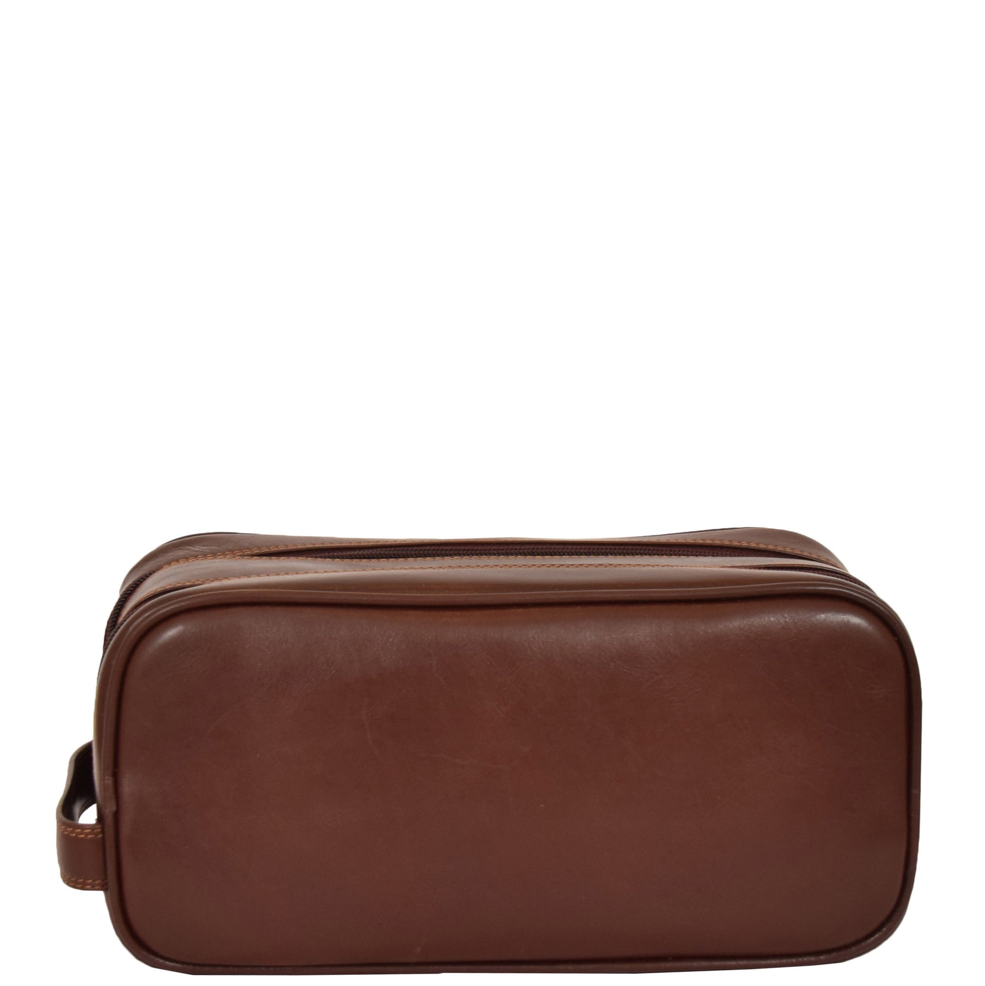 leather wash bag brown