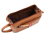 Real Leather Toiletry Wash Bag Wrist Pouch HOL951 Cognac 4
