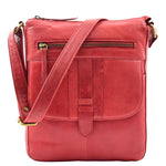 Womens Leather Cross Body Messenger Bag HOL360 Red 5