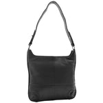 Womens Real Leather Hobo Shoulder Handbag HOL842 Black