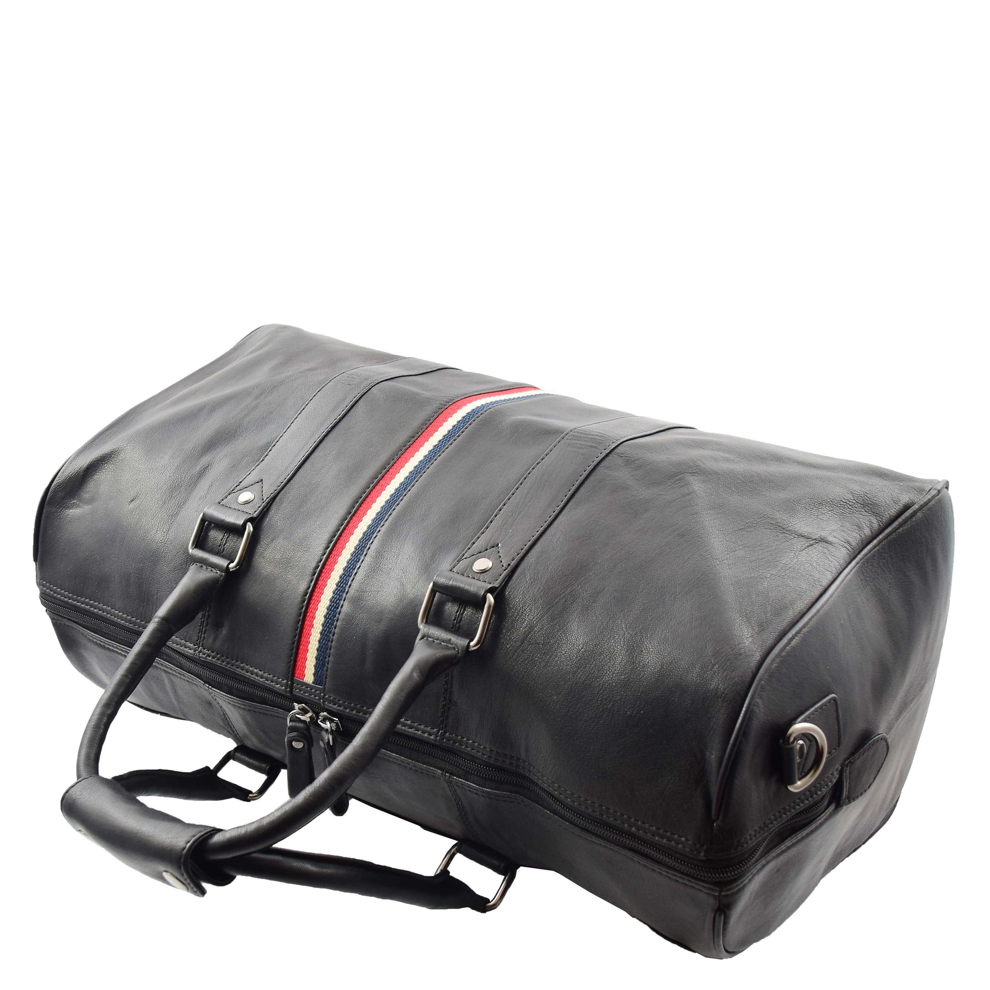 Real Leather Holdall Overnight Barrel Bag Springfield Black 4