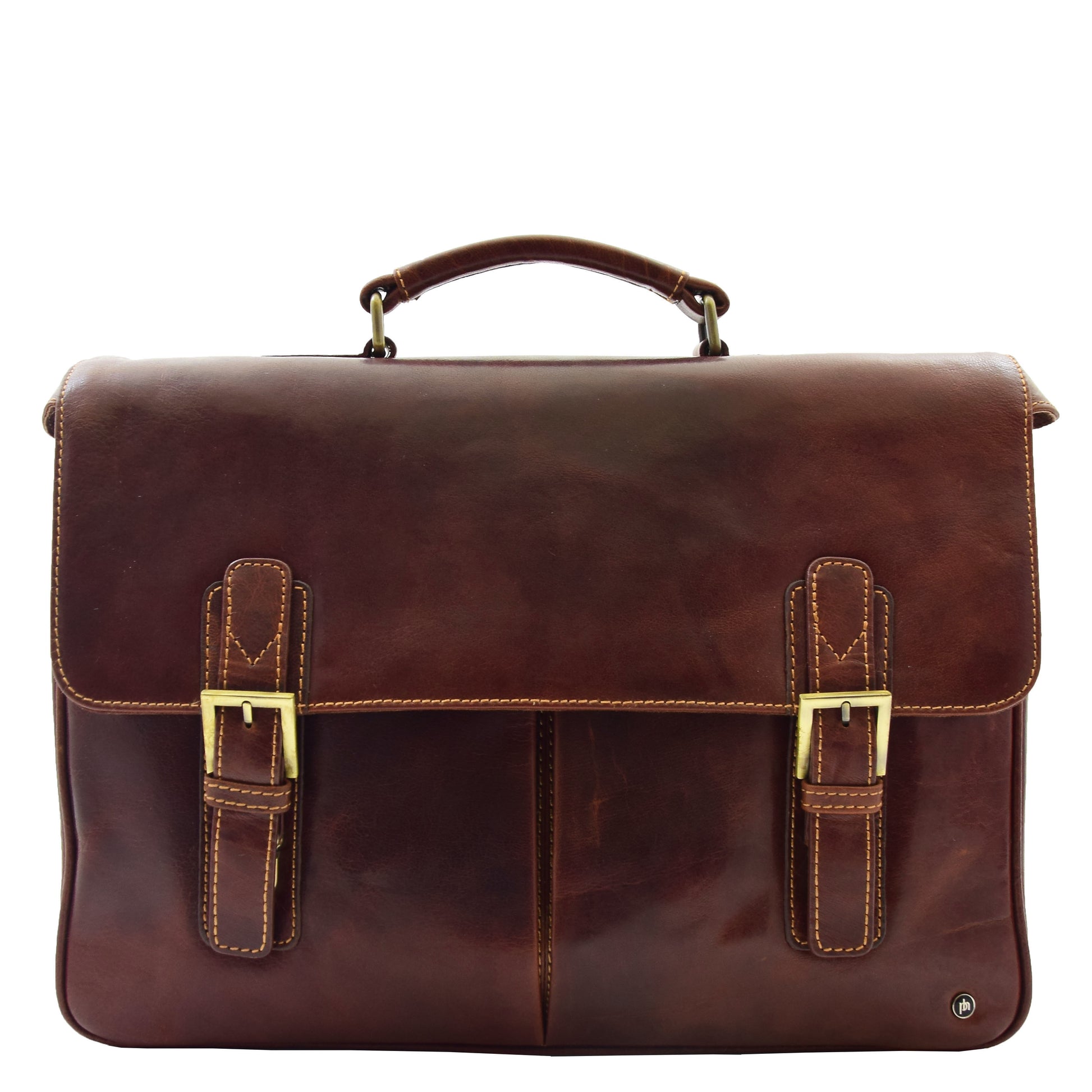 Mens Leather Messenger Briefcase HOL518 Brown 2