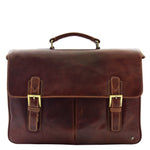 Mens Leather Messenger Briefcase HOL518 Brown 2