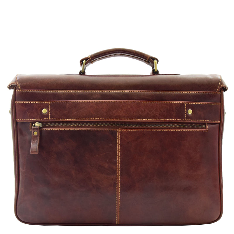 Mens Leather Messenger Briefcase HOL518 Brown 1